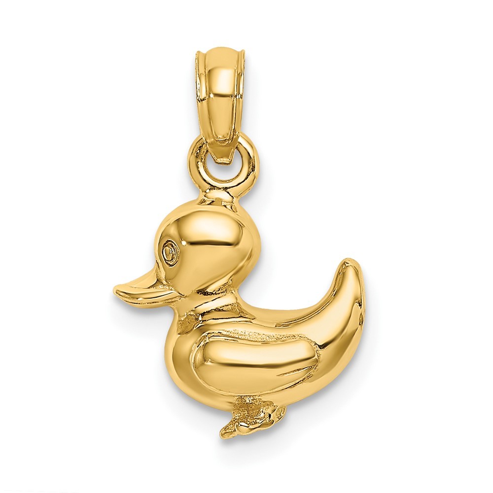 10k Yellow Gold Mini Animal Bird 3-D Duck Duckling Necklace Charm Pendant